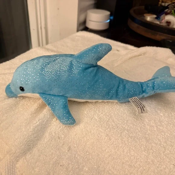The Kahala Blue and White Large Plush Dolphin with Logo 14” long - Picture 5 of 6
